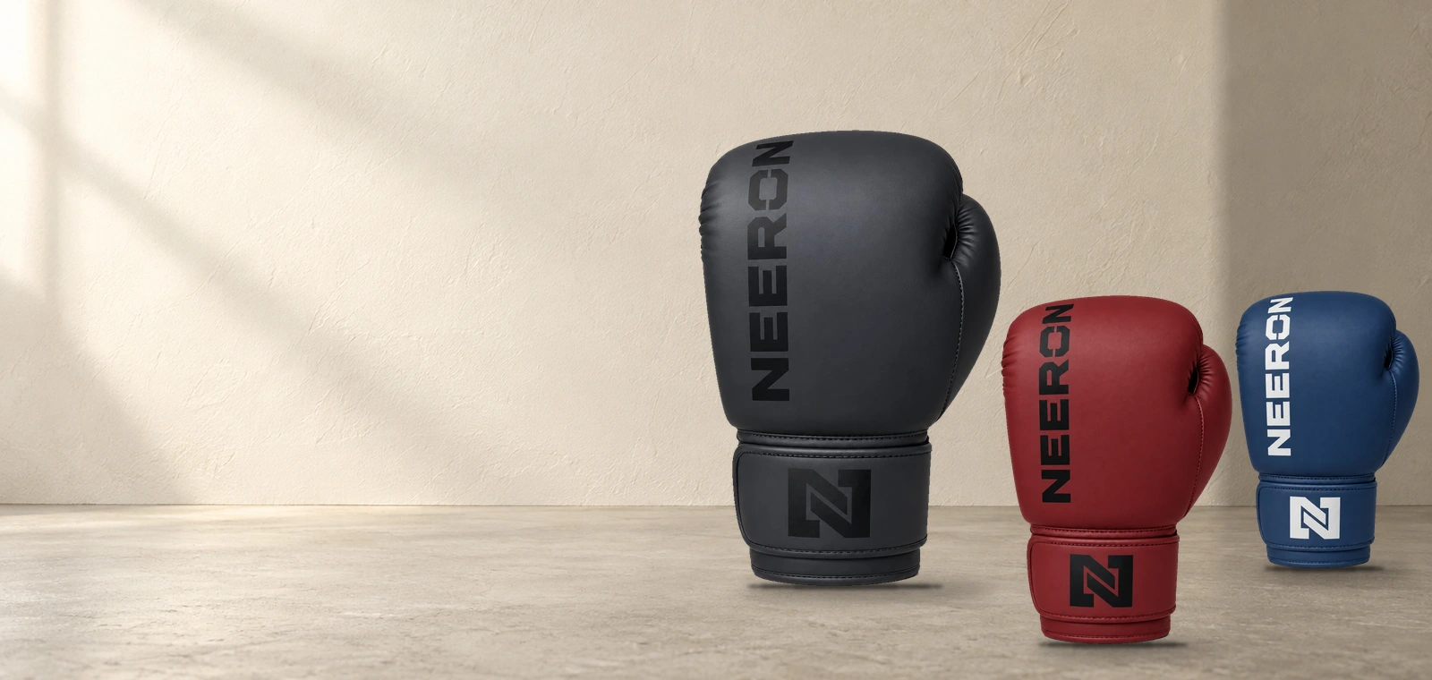 NEERON boxing gloves in black, dark crimson and navy